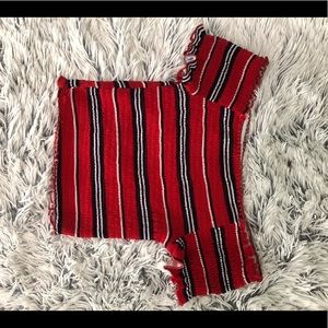 Small red off shoulder crop top
